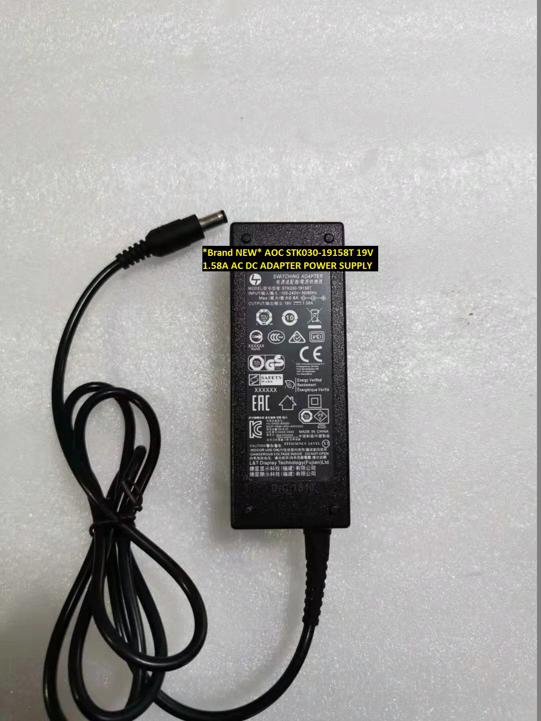 *Brand NEW* AOC STK030-19158T 19V 1.58A AC DC ADAPTER POWER SUPPLY